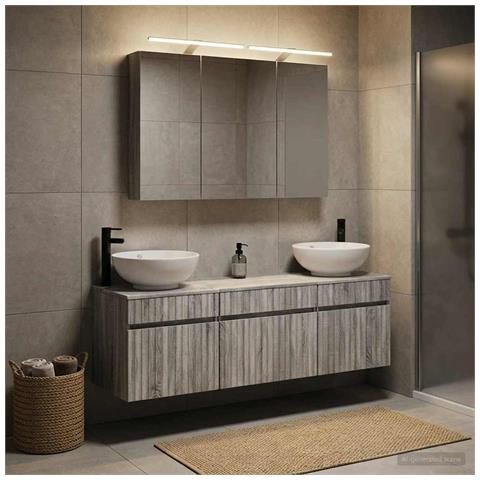 Set di Armadi da Bagno 4 pcs Sonoma grigio 100 x 14,5 x 70 cm - Foto 2