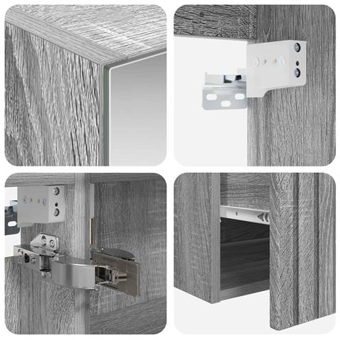 Set di Armadi da Bagno 4 pcs Sonoma grigio 100 x 14,5 x 70 cm - Foto 9