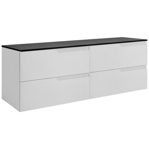 Mobile sottolavabo, Nero e beige, 160 cm, Con piano d'appoggio, 2 cassetti, MDF, 2 ante, Ripiano integrato, MODERNO - Foto 1