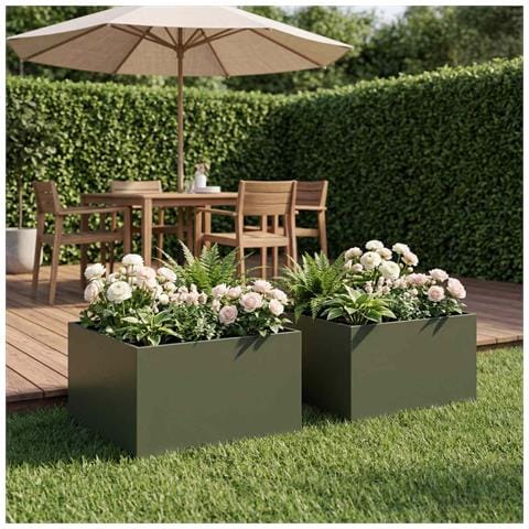 Vaso da giardino 2 pz Verde Oliva 40 x 40 x 30 cm - Foto 2