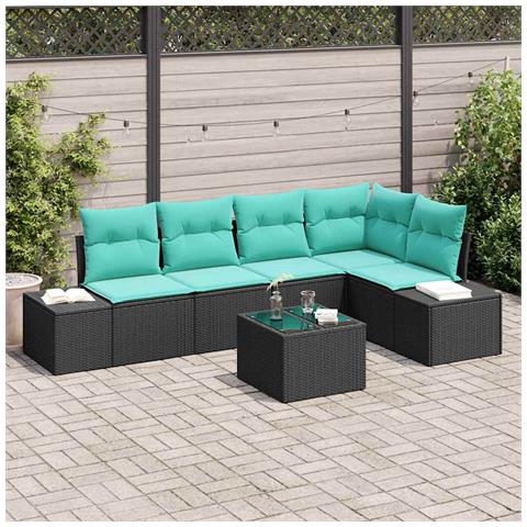 Set Divano da Giardino Nero e Turchese polyrattan - Foto 10