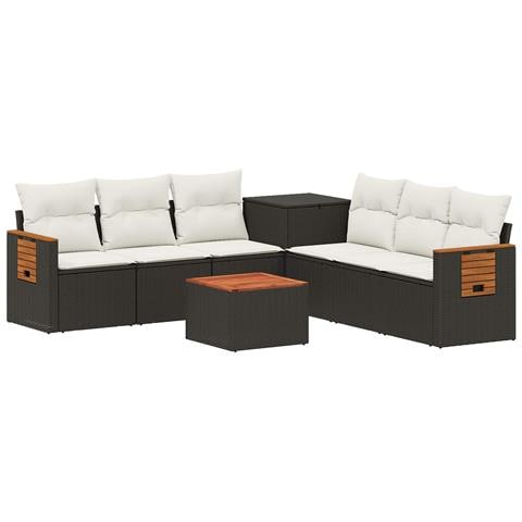 Set di divani 8 pz Nero e Bianco Crema - Foto 1