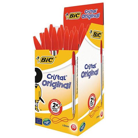 25 Penne A Sfera Bic Cristal Original Inchiostro Rosso Medium Punta 1 Mm Sfuse - Foto 1