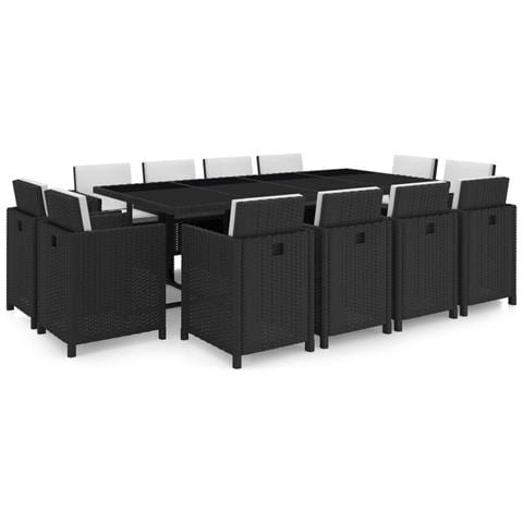 37 Pz Set Mobili Da Giardino In Polirattan Nero - Foto 1