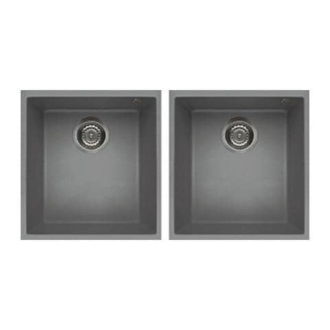 Lavello Quadra 200 Keratek Plus Sottotop 38x44 cm 2 vasche Colore Light Grey 97 - Foto 1