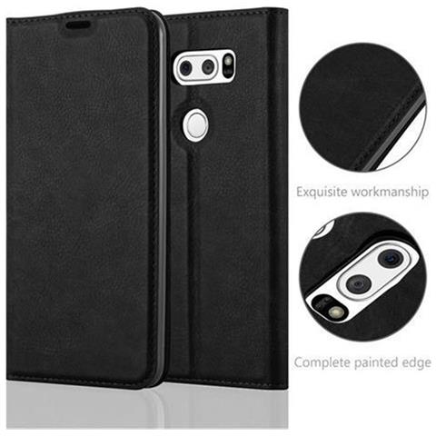 Cadorabo Custodia Compatibile Con Lg V30 In Nero Di Notte - Coperchio Protettiva Con Chiusura Magnetica, Funzione Stand E Tasca Per Le Carte - Foto 2
