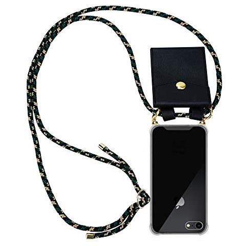 Catena Di Telefoni Cellulari Compatibile Con Apple Iphone 7 / 7s / 8 / Se 2020 In Camouflage - Coperchio Protettivo In Silicone Con Anelli D'oro, Cinturino In Corda E Custodia Staccabile - Foto 1