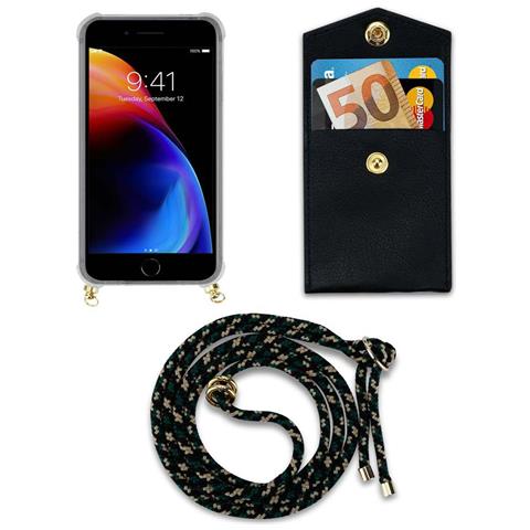 Catena Di Telefoni Cellulari Compatibile Con Apple Iphone 7 / 7s / 8 / Se 2020 In Camouflage - Coperchio Protettivo In Silicone Con Anelli D'oro, Cinturino In Corda E Custodia Staccabile - Foto 10