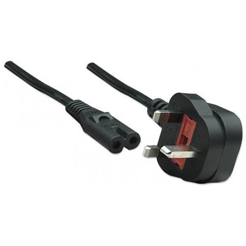 322843 Cavo Di Alimentazione Nero 1,8 M Spina Di Alimentazione Di Tipo G Accoppiatore C7 (power Cable / cord Uk 3pin / c7 Fem - -figure Of 8 1.8m Black Polybag)  - Foto 2