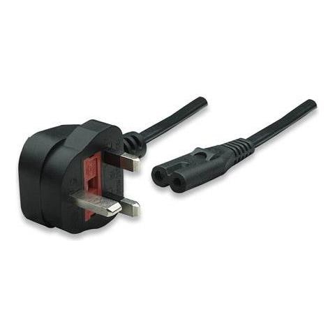 322843 Cavo Di Alimentazione Nero 1,8 M Spina Di Alimentazione Di Tipo G Accoppiatore C7 (power Cable / cord Uk 3pin / c7 Fem - -figure Of 8 1.8m Black Polybag)  - Foto 3