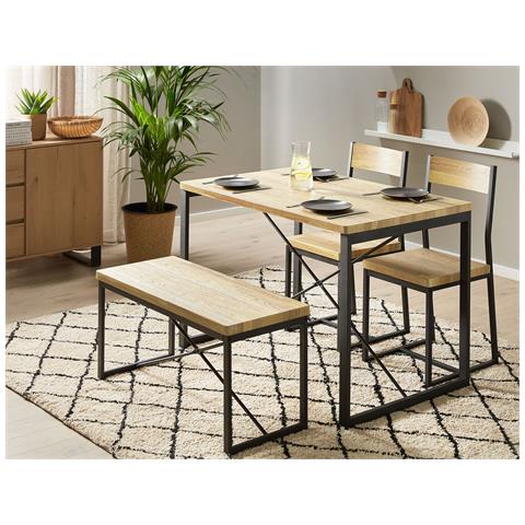 Set Da Pranzo A 4 Posti In Legno Chiaro E Nero Flixton - Foto 16