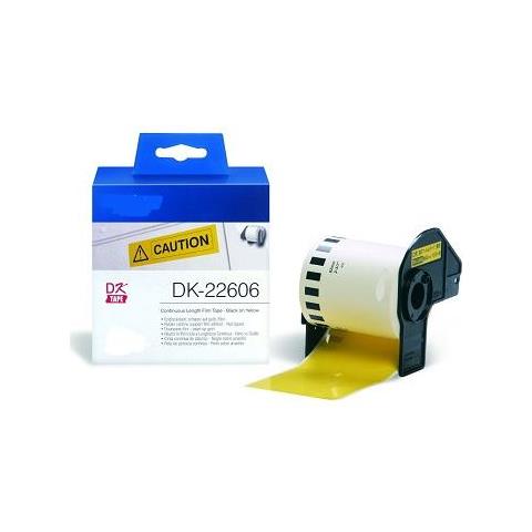 Etichette Dk22606 62mmx15.24metri Compatibili Gialle Rotolo Continuo Per Brother Ql1000 1050 1060 Yellow Dk-22606 Con Supporto - Foto 2