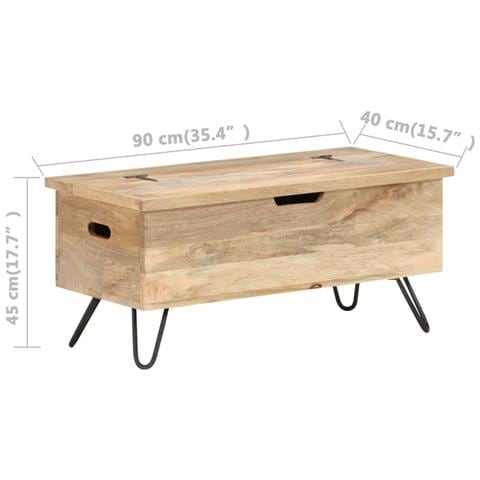 Baule 90x40x45 Cm In Legno Massello Di Mango - Foto 10