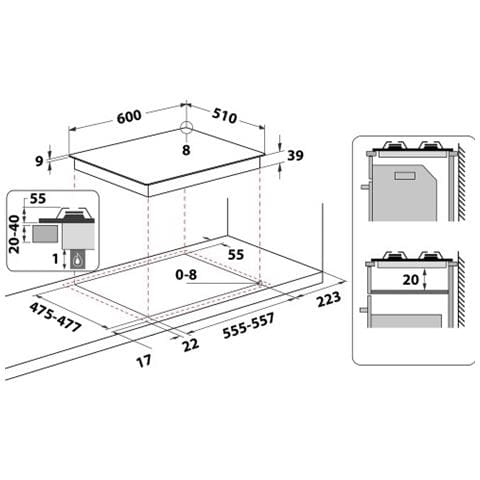 Piano Cottura 7HPCN 640T (OW) R / HA a Gas 4 Fuochi Gas Colore Bianco Antico - Foto 2