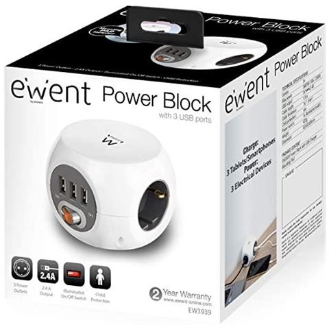 Multipresa Cubo 3 Posti Con Caricatore Usb White Ew3939 - Foto 4