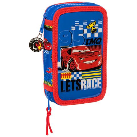 Astuccio Doppio Cars Race Ready Azzurro 12.5 X 19.5 X 4 Cm (28 Pezzi) - Foto 1