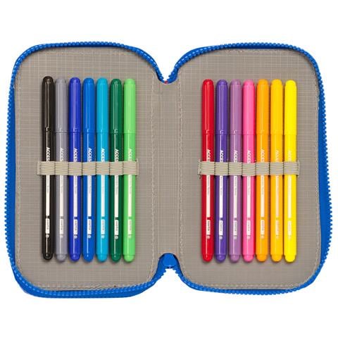 Astuccio Doppio Cars Race Ready Azzurro 12.5 X 19.5 X 4 Cm (28 Pezzi) - Foto 2