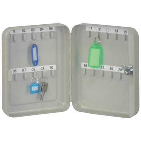 Armadietto Portachiavi Kf02605 20 X 15,5 X 6 Cm Acciaio Grigio Chiaro - Foto 2