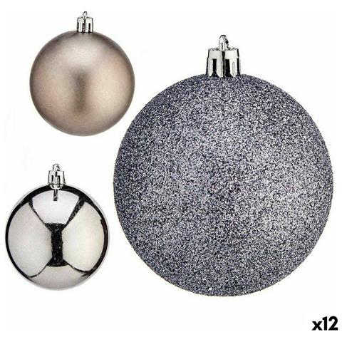 Set Di Palline Di Natale Argentato Plastica Ø 7 Cm (12 Unità) - Foto 1
