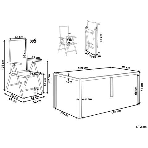 Set Da Giardino 6 Posti Alluminio Beige E Bianco Catania - Foto 6