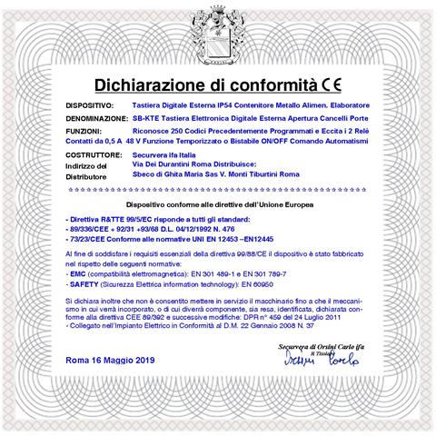 Tastiera Digitale Esterna Antivandalo Be.play Necessita Della Centralina Be-rec 10 Tasti Numerici Retroilluminati Coll - Foto 3