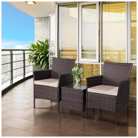 Salotto In Rattan Con Struttura Interna In Acciaio Due Poltrone E Tavolo Radical - Foto 1