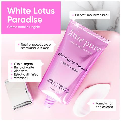 Paradiso Del Loto Bianco Crema Mani Idratante E Nutriente Con Burro Di Karité, Loto E Estratto Di Aloe Vera | 5 Pz - Foto 1