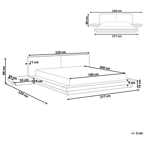 Letto Matrimoniale Legno Scuro Con Testata In Bouclé E Led 180 X 200 Cm Zen - Foto 7