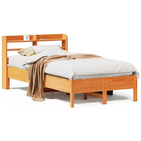 Letto Senza Materasso Marrone Cera 120x200 Cm In Legno Di Pino - Foto 2