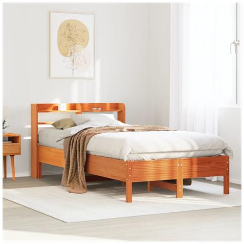 Letto Senza Materasso Marrone Cera 120x200 Cm In Legno Di Pino - Foto 1