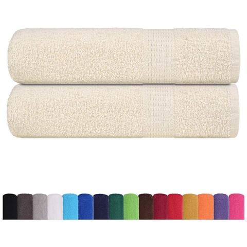 Asciugamani Da Bagno 2 Pz Crema 100x150 Cm 360 G /m 100% Cotone - Foto 2