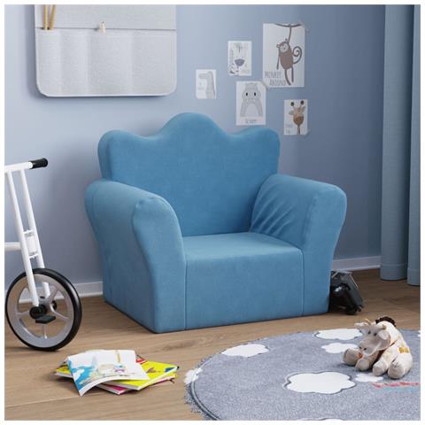 Divano Per Bambini Blu In Morbido Peluche - Foto 1