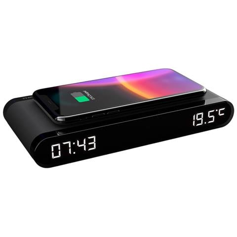 Radio Sveglia Display Digitale Con Funzione Di Ricarica A Induzione 15 W, Nero - Foto 1