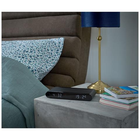 Radio Sveglia Display Digitale Con Funzione Di Ricarica A Induzione 15 W, Nero - Foto 4