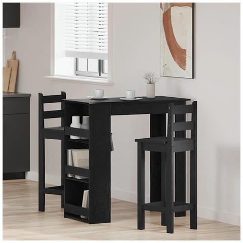 Tavolo da Bar con Ripiani Rovere Nero 102x50x103,5cm Truciolato - Foto 1