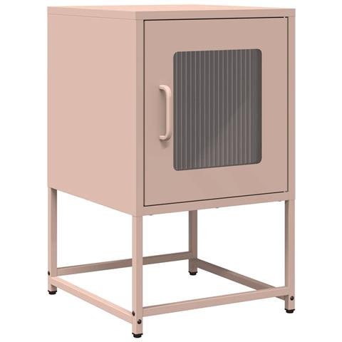 Comodino Rosa 36x39x60,5 Cm In Acciaio Laminato A Freddo - Foto 2