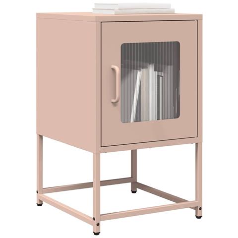 Comodino Rosa 36x39x60,5 Cm In Acciaio Laminato A Freddo - Foto 1
