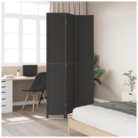 Divisorio Ambienti 3 Pannelli Nero Legno Massello Di Paulownia - Foto 3