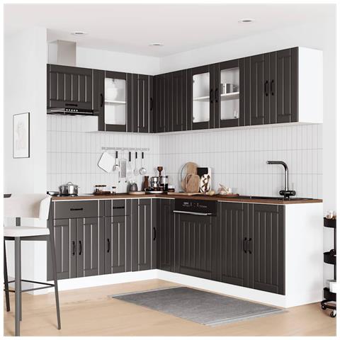 Set Mobili Da Cucina 11 Pz Lucca Neri Legno Multistrato - Foto 3