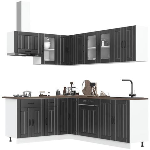 Set Mobili Da Cucina 11 Pz Lucca Neri Legno Multistrato - Foto 1