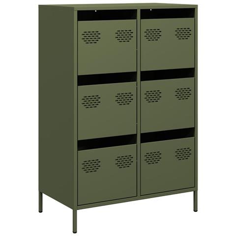 Credenza Verde Oliva 68x39x101,5 Cm In Acciaio - Foto 2