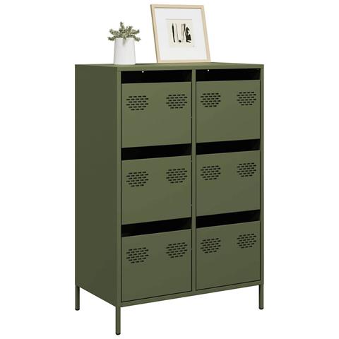 Credenza Verde Oliva 68x39x101,5 Cm In Acciaio - Foto 1
