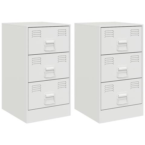 Lusso Casadino -  Comodini 2 Pz Bianchi 34,5x39x62 Cm In Acciaio - Foto 1