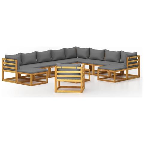 Lusso Casadino -  Set Divani Da Giardino 12 Pz Con Cuscini In Massello Di Acacia - Foto 1