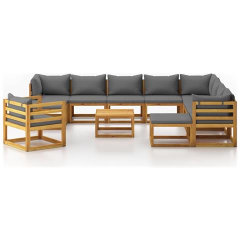 Lusso Casadino -  Set Divani Da Giardino 12 Pz Con Cuscini In Massello Di Acacia - Foto 2