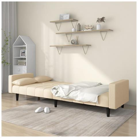 Lusso Casadino -  Divano Letto A 2 Posti Con 2 Cuscini Crema In Tessuto - Foto 2