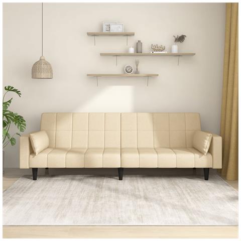 Lusso Casadino -  Divano Letto A 2 Posti Con 2 Cuscini Crema In Tessuto - Foto 8