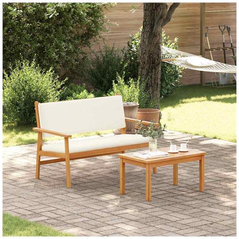Set di divani da giardino in 4 pezzi con cuscini in legno massello di acacia - Foto 2
