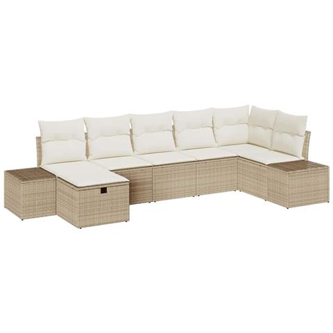Set Divano da Giardino con Cuscini Beige in Rattan Sintetico - Foto 1