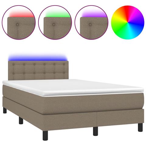 Letto a Molle con Materasso e LED Tortora 120x190 cm in Tessuto - Foto 1